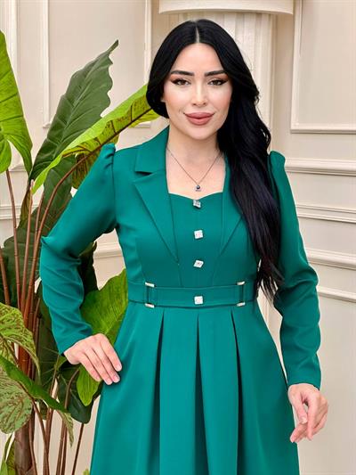 Toka Detay Cepli Elbise 0422 t-24 Yeşil