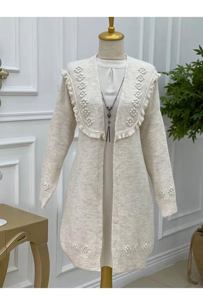 Tomurcuk Yumoş Hırka 7136-Ekru