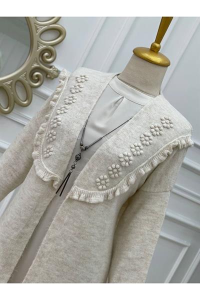 Tomurcuk Yumoş Hırka 7136-Ekru