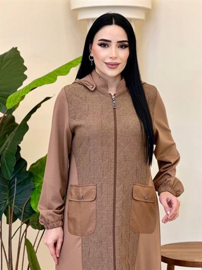 Torba Cep Kapişonlu Manto 3575 T-25 Kahverengi