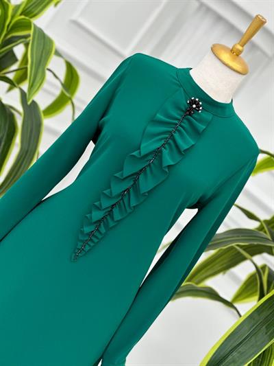 Drape Detay Tunik 2058 T-24 Yeşil