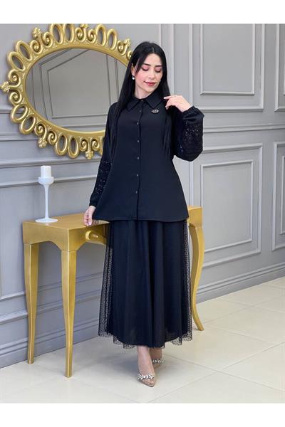 Tül Etekli Takım 21515-Siyah