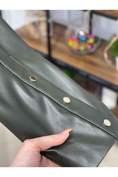 Tüvit Geçişli Deri Kaban 7043 Haki