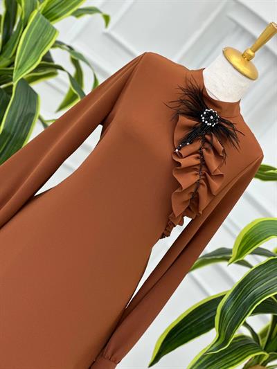 Tüy Broşlu Tunik 6374 T-24 Taba
