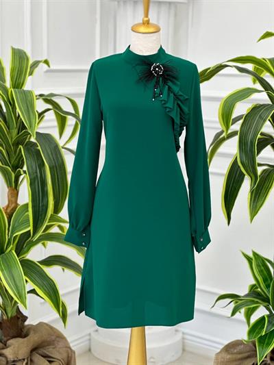 Tüy Broşlu Tunik 6374 T-24 Yeşil