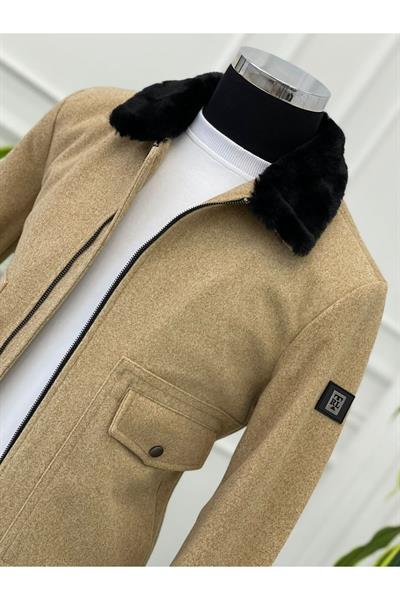 Tüylü Kaşe Mont 1222 Taba