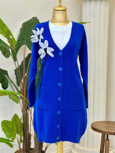Üç Boyut Çiçek İşleme Hırka 7828 t-24 Saks