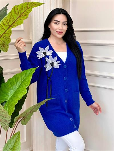 Üç Boyut Çiçek İşleme Hırka 7828 t-24 Saks