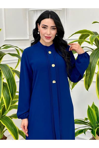 Üç Düğme Krek Elbise 5303 Saks