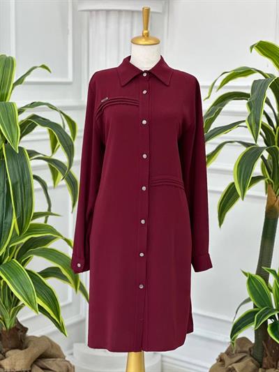 Üç Pile Düğmeli Tunik 881 T-24 Bordo