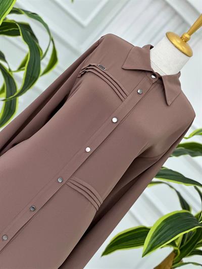 Üç Pile Düğmeli Tunik 881 T-24 Vizon