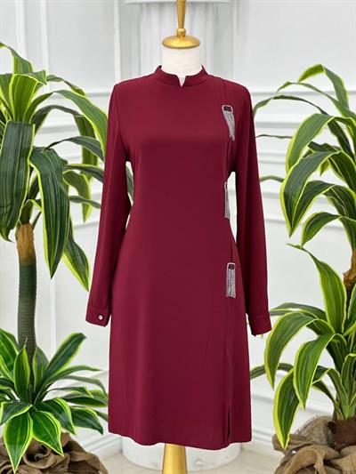 Üç Saçak Taş Tunik 892 T-24 Bordo