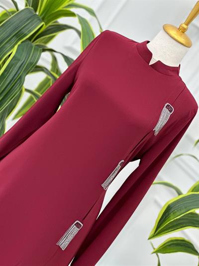 Üç Saçak Taş Tunik 892 T-24 Bordo