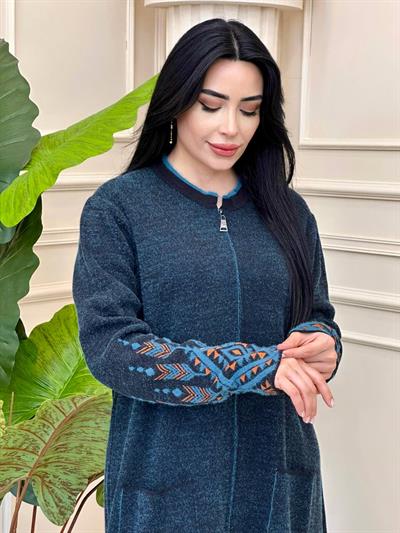 Üçgen Desen Hırka 23 Mavi Taba