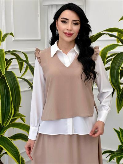 Üçlü Etekli Takım 2434 t-24 Bej