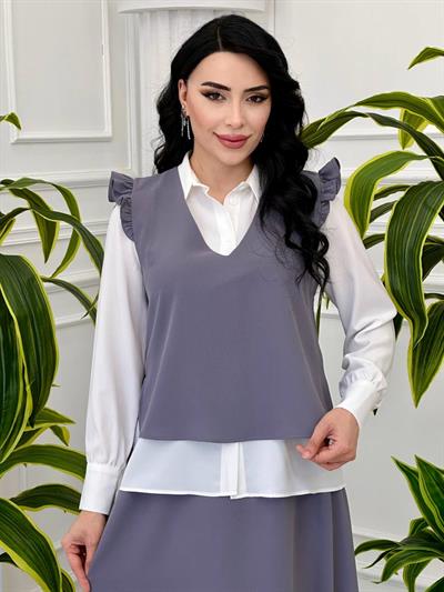 Üçlü Etekli Takım 2434 t-24 Gri