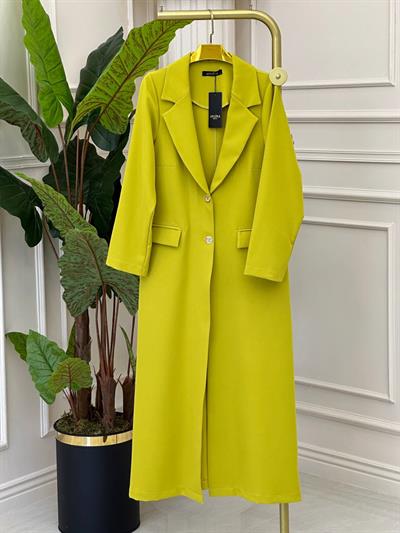 Uzun Blazer Ceket Kap 3226 t-24 Yağ Yeşili