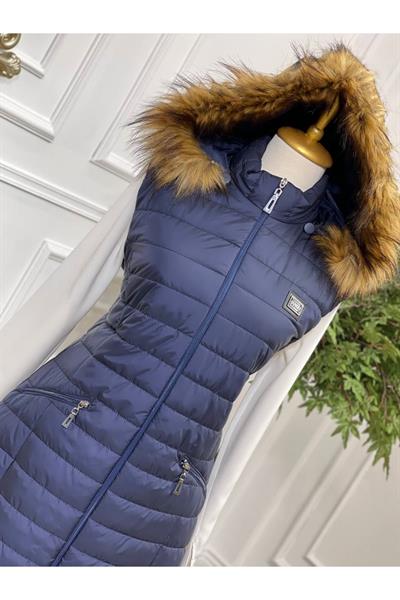 Uzun Şişme Yelek  6077 Lacivert