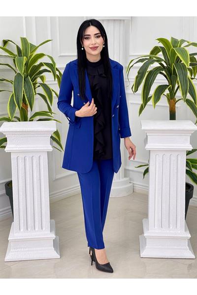 Volan Gömlek Ceketli Takım 7015 Saks