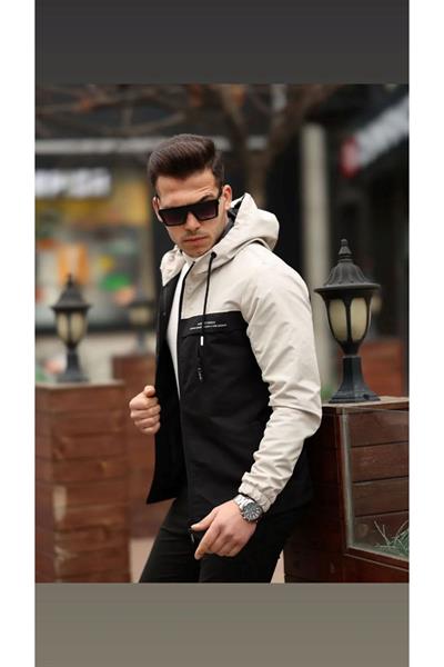 Yağmurluk Mont 123 Bej Siyah