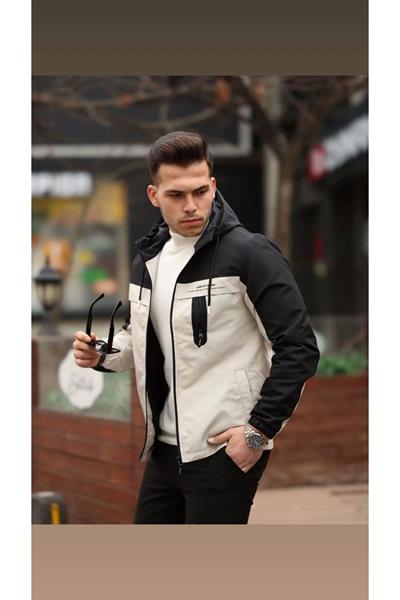 Yağmurluk Mont 123 Siyah Bej