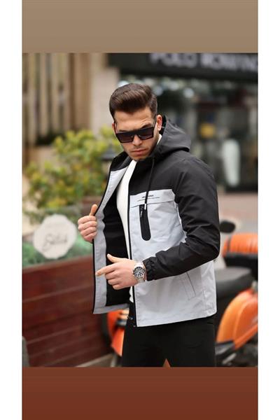 Yağmurluk Mont 123 Siyah Gri