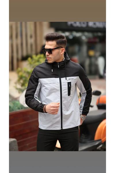 Yağmurluk Mont 123 Siyah Gri