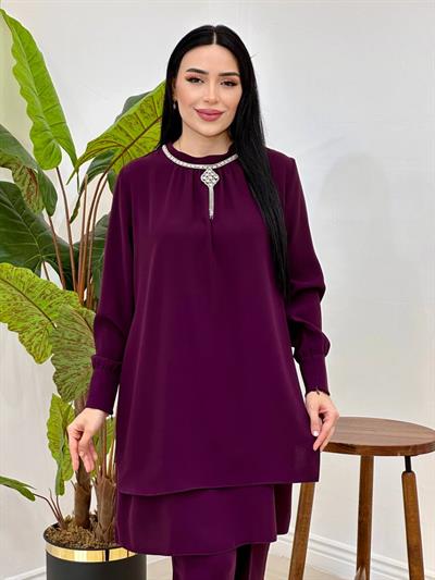 Yaka Broş Ön Kapama Takım 4215 T-25 Mürdüm