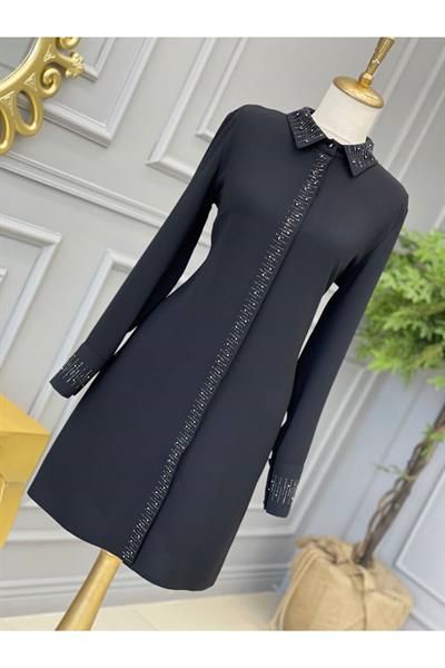 Yaka Detay Tunik 928 Siyah