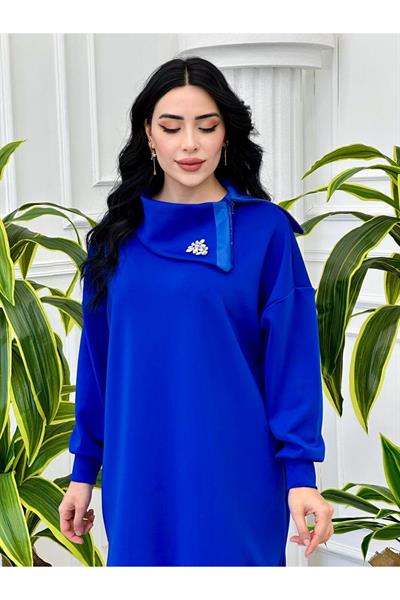 Yaka Fermuar Scuba Tunik 10355 Saks