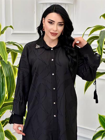 Yaka İncili Cıkma Kol Takım 6103 T-024 Siyah
