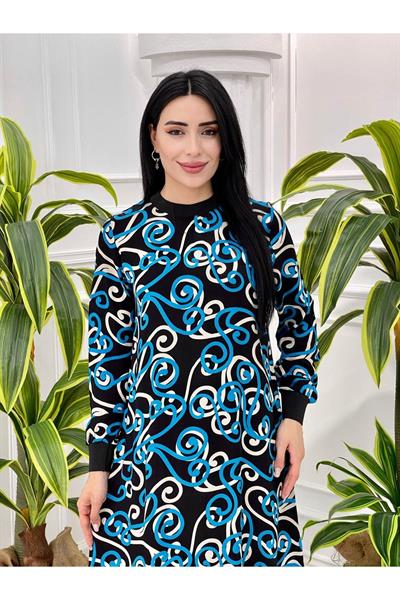 Yaka Kol Ribana Spor Elbise 180 Mavi