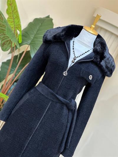 Yaka Kürk Angora Kaban 7504 T-25 Siyah