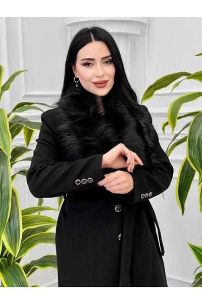 Yaka Kürklü Kaşe Kaban 5091 Siyah