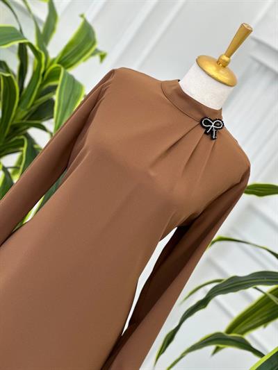 Yaka üç Pile Tunik 2019 T-24 fındık