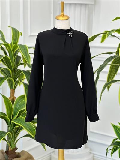 Yaka üç Pile Tunik 2019 T-24 Siyah
