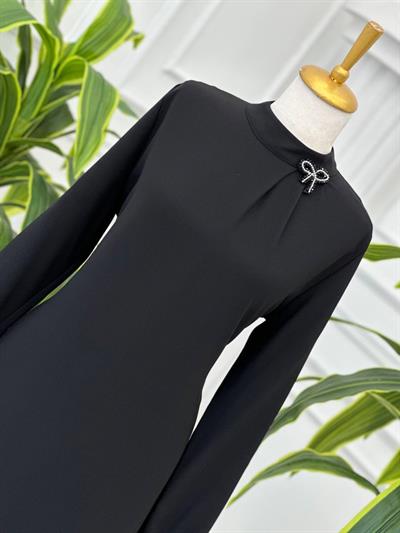 Yaka üç Pile Tunik 2019 T-24 Siyah