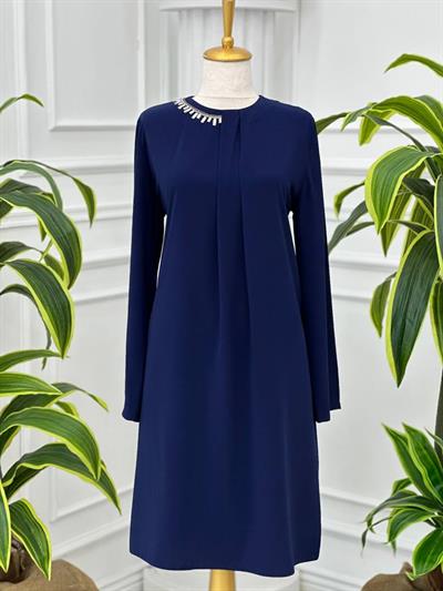 Yaka Yarım Taş İşleme Tunik 918 Saks