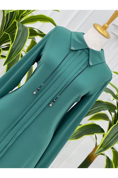 Yaka Zincir Tunik 622 Mint yeşili