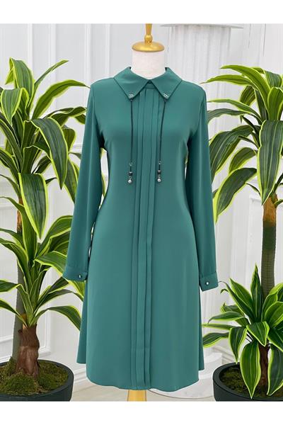 Yaka Zincir Tunik 622 Mint yeşili