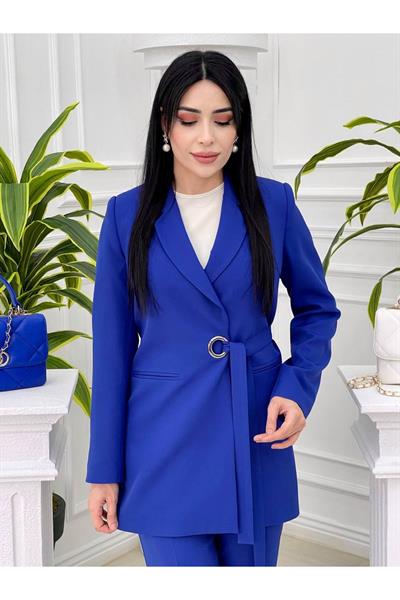 Yandan Bağlamalı Ceketli Takım 3319 Saks
