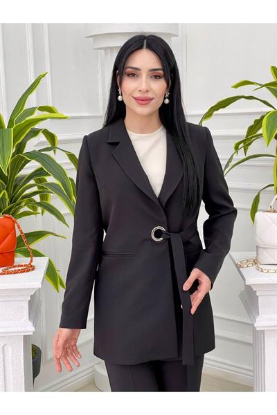 Yandan Bağlamalı Ceketli Takım 3319 Siyah