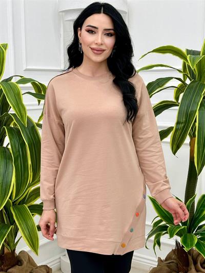Yandan Düğmeli Tunik 8053 Bej