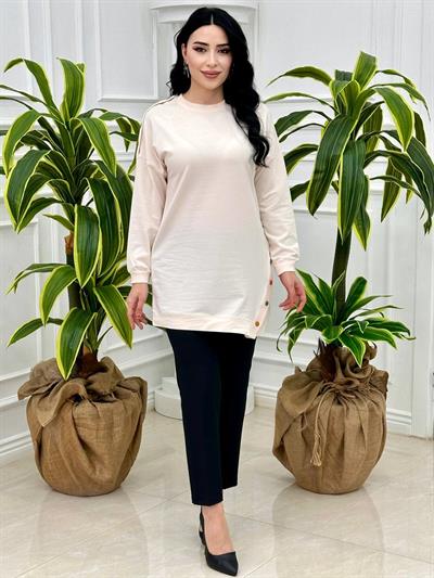 Yandan Düğmeli Tunik 8053 Ekru