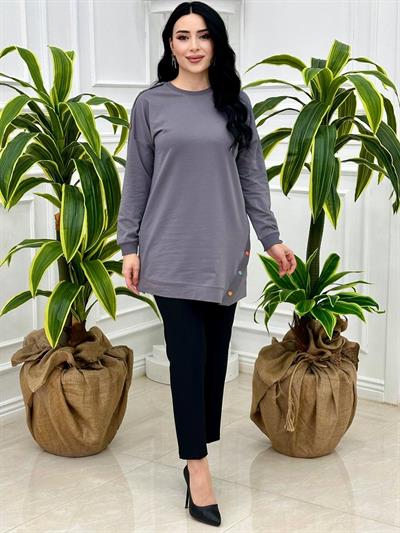 Yandan Düğmeli Tunik 8053 Gri
