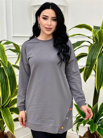 Yandan Düğmeli Tunik 8053 Gri