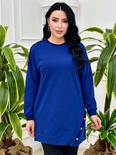 Yandan Düğmeli Tunik 8053 Mavi