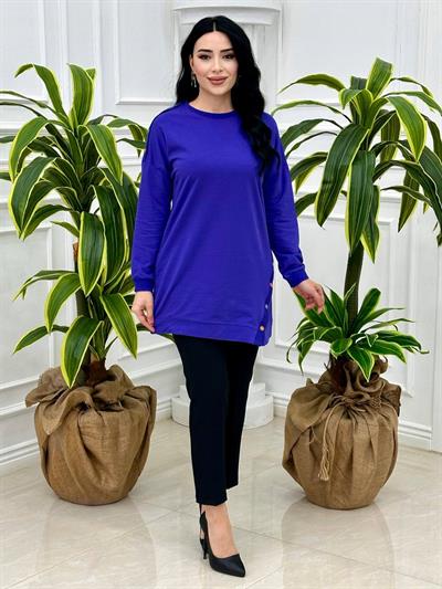 Yandan Düğmeli Tunik 8053 Mor