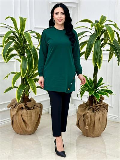 Yandan Düğmeli Tunik 8053 Yeşil
