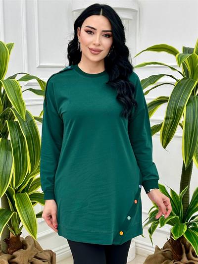 Yandan Düğmeli Tunik 8053 Yeşil